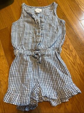 Old Navy Blue & White Gingham Sleeveless Romper with Tie Waist